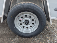 Cargo Mate E Series 4x6 Enclosed Cargo Trailer - Gray - Stock# 124053 - 2,000 lbs, 4x6 - close-up view | AAA Trailer