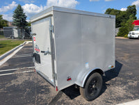 Cargo Mate E Series 4x6 Enclosed Cargo Trailer - Silver - Stock# 123132 - 2,000 lbs, 4x6 - close-up view | AAA Trailer