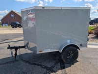 Cargo Mate E Series 4x6 Enclosed Cargo Trailer - Silver - Stock# 123132 - 2,000 lbs, 4x6 - close-up view | AAA Trailer