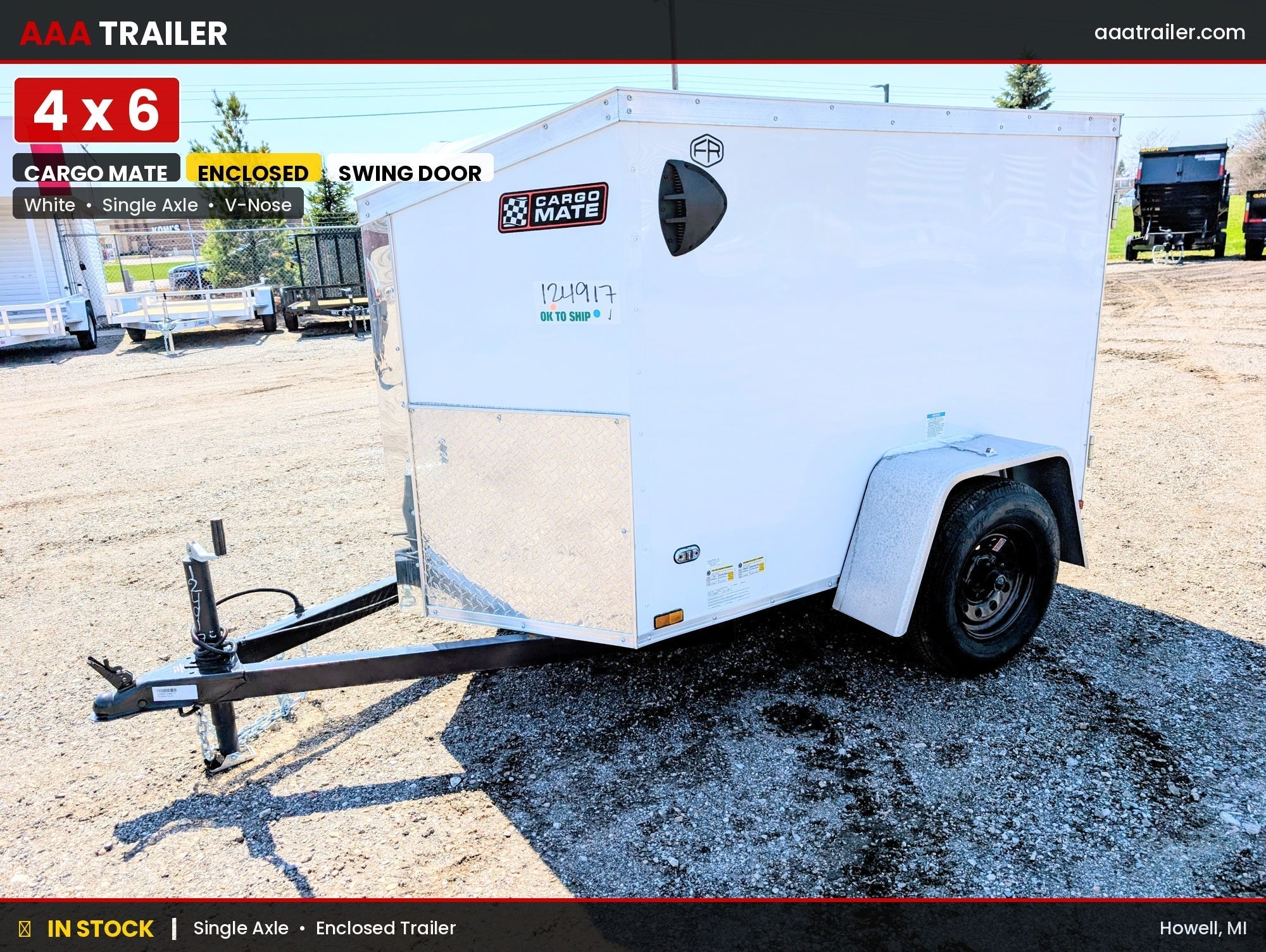 Cargo Mate E Series 4x6 Enclosed Cargo Trailer - White - Stock# 124917