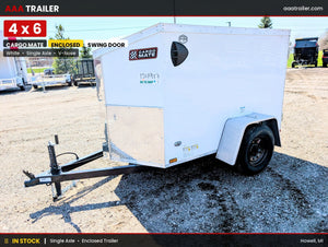 Cargo Mate E Series 4x6 Enclosed Cargo Trailer - White - Stock# 124917 - 465 lbs, 4x6 - full product view | AAA Trailer