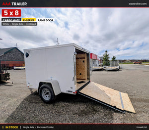 Cargo Mate E Series 5x8 Cargo Trailer w Ramp Door - White - Stock# 124868 - 765 lb, 5x8 - full product view | AAA Trailer