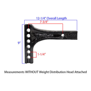 Reese 63911 Adjustable Weight Distribution Hitch Shank 2-1/2" Receiver 10" Drop - 12,000 lbs - full product view | AAA Traile