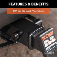 CURT 23518 Black Barbell Hitch Lock – 5/8" Pin | Fits 2" Receiver | Anti-Theft Trailer Hitch Lock - 1 lb - component detail |