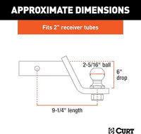 CURT 45065 Lifted Truck Trailer Hitch Mount with 2-5/16-Inch Ball & Pin, Fits 2-Inch Receiver, 7,500 lbs, 6-Inch Drop - 7,500