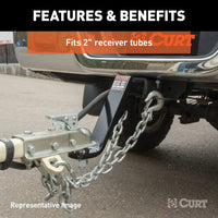 Curt 45090 Lifted Truck Trailer Hitch Mount , Fits 2-in Receiver, 5,000 lbs, 8-Inch Drop, Black - 5,000 lbs - close-up view |