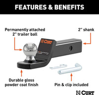 CURT 45134 Fusion Trailer Hitch Mount with 2-Inch Ball & Pin, Fits 2-In Receiver, 7,500 lbs, 2" Drop , black - 7,500 lbs - al