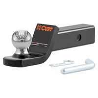 CURT 45134 Fusion Trailer Hitch Mount with 2-Inch Ball & Pin, Fits 2-In Receiver, 7,500 lbs, 2" Drop , black - 7,500 lbs - fu