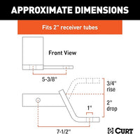 CURT 45820 Anti Sway Trailer Hitch Ball Mount, Fits 2-Inch Receiver, 7,500 lbs, 1-Inch and 5/8-Inch Holes, 2-In Drop - compon
