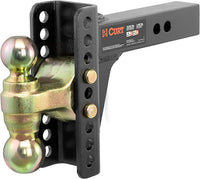 CURT 45900 Adjustable Trailer Hitch Ball Mount, 2-Inch Receiver, 6-Inch Drop, 2 and 2-5/16-Inch Balls, 14,000 lbs , Black - 1