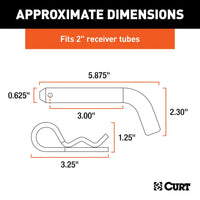 CURT Trailer Hitch Pin: 2 in Compatible Hitch Size, 5/8 in Pin Dia, III/IV/V, 5 in Overall 21500 lbs - 21500 lbs - alternate 