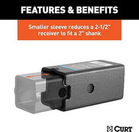 CURT Trailer Hitch Receiver Adapter Sleeve Set – 3" to 2-1/2" & 2" Reducer | Heavy-Duty Steel - component detail | AAA Traile
