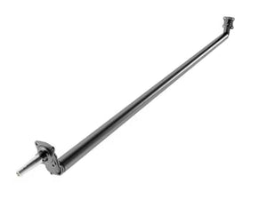 Dexter 3,500 lb drop spindle trailer axle beam – 86" hub face, 2-3/8" round tube with 4" drop, EZ-Lube spindle and pre-attached brake flange