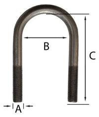 Dexter 2-3/8" Round Trailer Axle U-Bolt – 1/2" Medium with Nuts | Raw Steel - 3,500 lb - close-up view | AAA Trailer