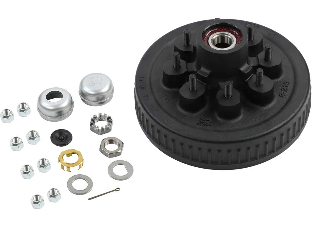 Dexter K08-219-1G Pre-Greased Hub & Drum Kit – 7,000 lb Axle | 8 on 6.5, 12" x 2"