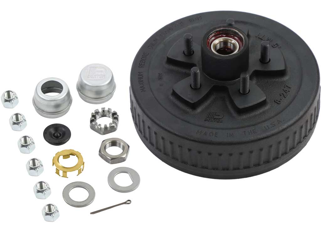 Dexter Pre-Greased Idler Hub – 2,200 lb | 5-Stud on 4.5" | K08-259-1G | Loaded from Factory