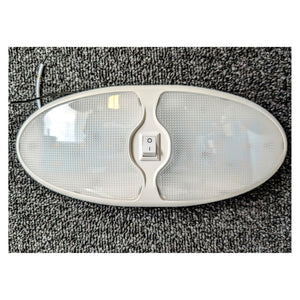 12V Dual LED Interior Light with Switch - White Finish - full product view | AAA Trailer