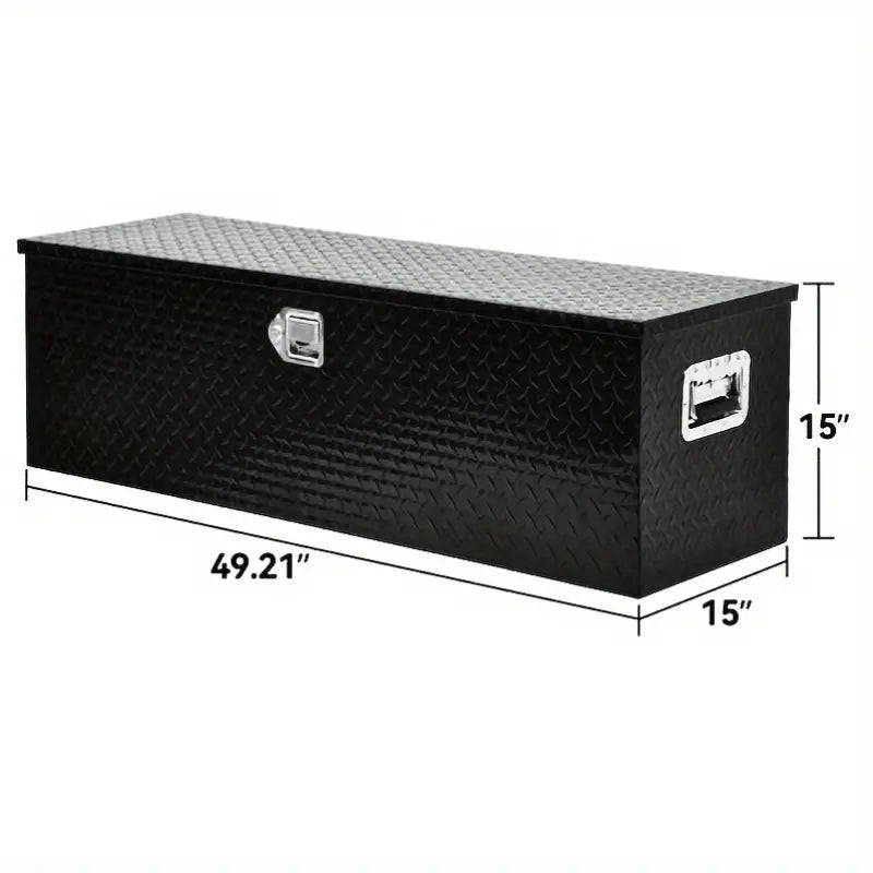 48 Inch Black Aluminum Diamond Plate, Heavy Duty Waterproof Tongue Storage Organizer box
