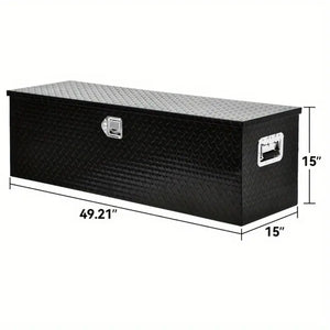 48 Inch Black Aluminum Diamond Plate, Heavy Duty Waterproof Tongue Storage Organizer box