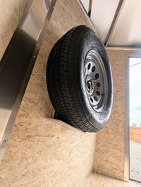 Adjustable Aluminum Spare Tire Carrier – Enclosed Trailer Wall Mount 10–16" Wheel – view 3 | AAA Trailer