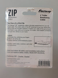 Fastway Zip Coiled Trailer Breakaway Cable - 6' Long - detail view | AAA Trailer