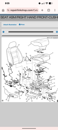 GM RepairLink Parts Catalog — 86779428 Cover Front Seat Cushion RH and 86781009 Heater, 2022 GMC Acadia (VIN: 1GKKNXLSXNZ153086)