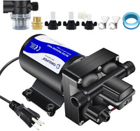 110V AC Water Diaphragm Pump – 5.5 GPM 75 PSI (Self-Priming w/ Plug) - 75 PSI - full product view | AAA Trailer