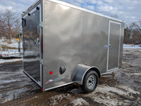 American Hauler 6x12 Enclosed Cargo Trailer w Ramp Door - GRAY - Stock# 37303 - 2,700 lbs, 6x12 - close-up view | AAA Trailer