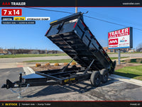 Griffin 7X14 Tandem Dump Trailer with Tarp Kit, Battery Charger, Drop Leg Jack - 7,000 lb, 3,200 PSI, 7x14 - full product vie