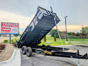 Griffin 7x16 dump trailer 14K GVWR tandem axle hydraulic with tarp kit and battery charger