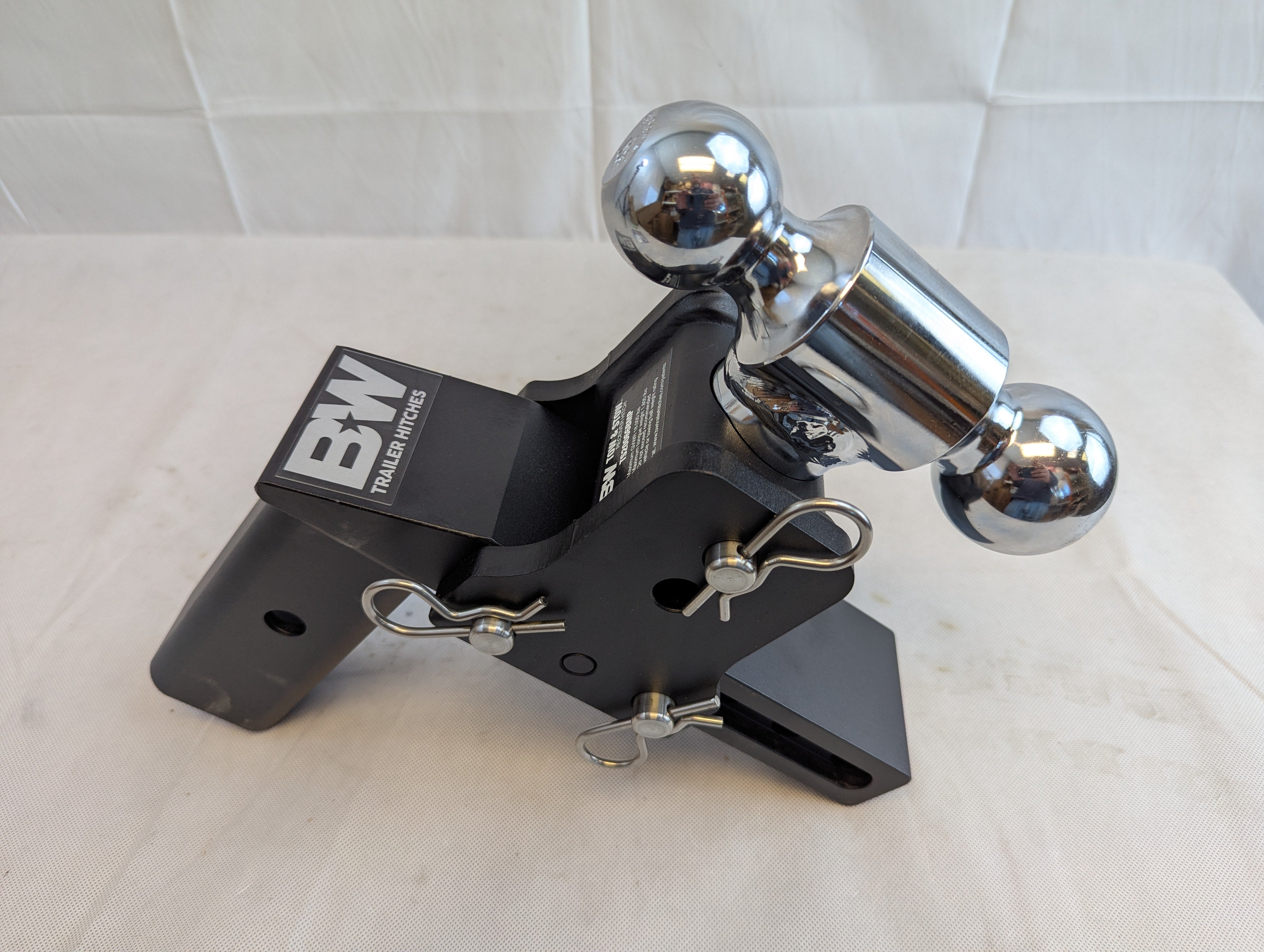 B&W Trailer Hitches Tow & Stow Adjustable Trailer Hitch Ball Mount - Fits 2.5" Receiver, Dual Ball (2" x 2-5/16"), Compatible with GM MultiPro Tailgates,  7" Drop, 18,000 GTW - TS20066BMP