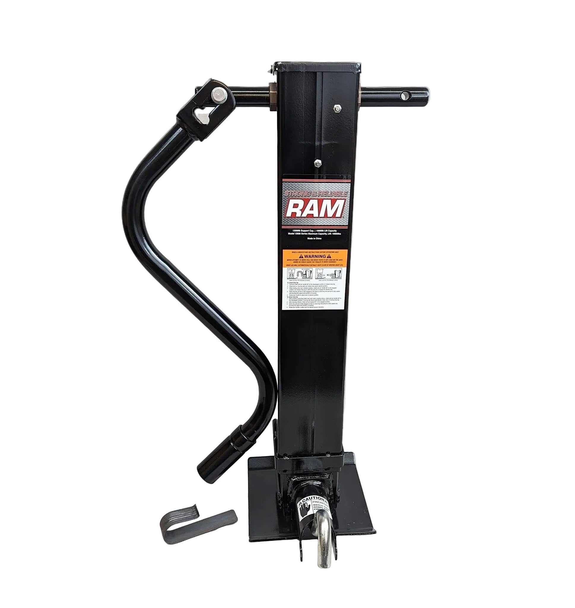 Heavy-Duty 12000 lb Square Trailer Tongue Jack with Sidewind & Spring Return