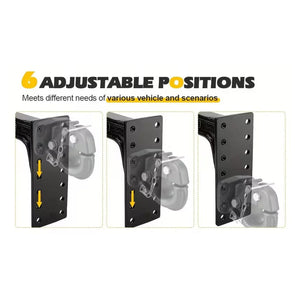 Heavy-Duty 6-Position Adjustable Pintle Hitch for 2.5" Receiver
