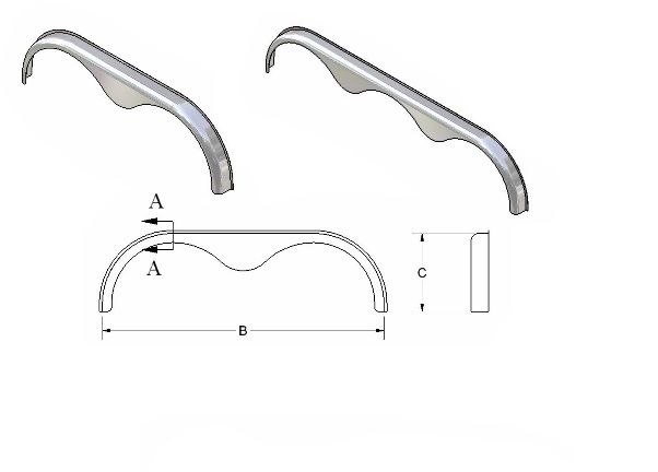 Heavy Duty Aluminum Fender Flare Skirt for Tandem Axle Trailers (Pickup Only)