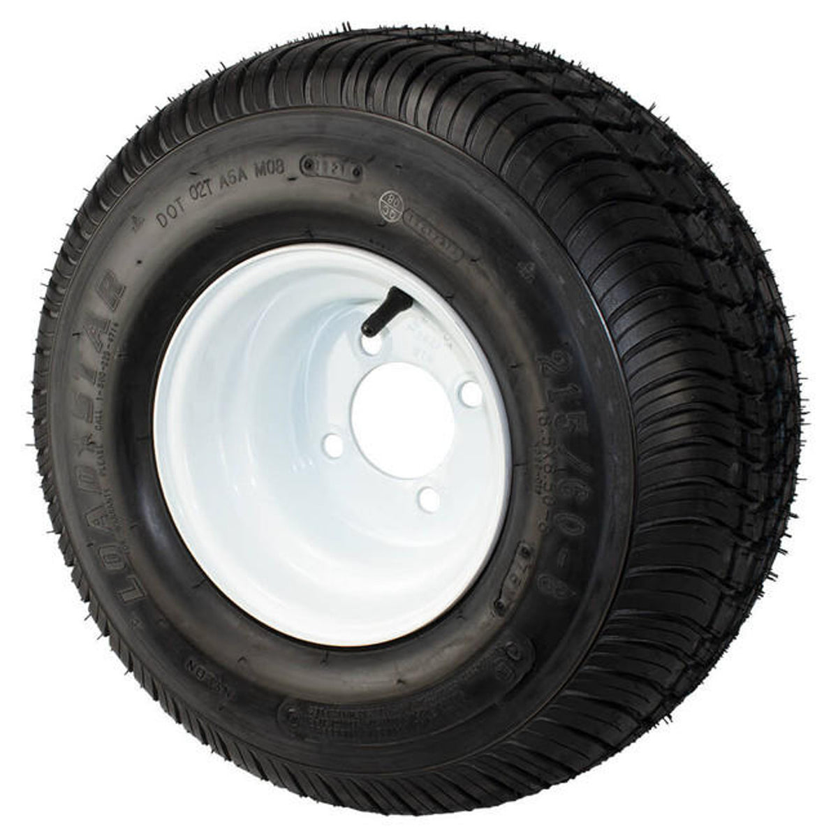 Kenda 215/60-8 Bias Trailer Tire with 8" White Wheel - 4 on 4 - Load Range C