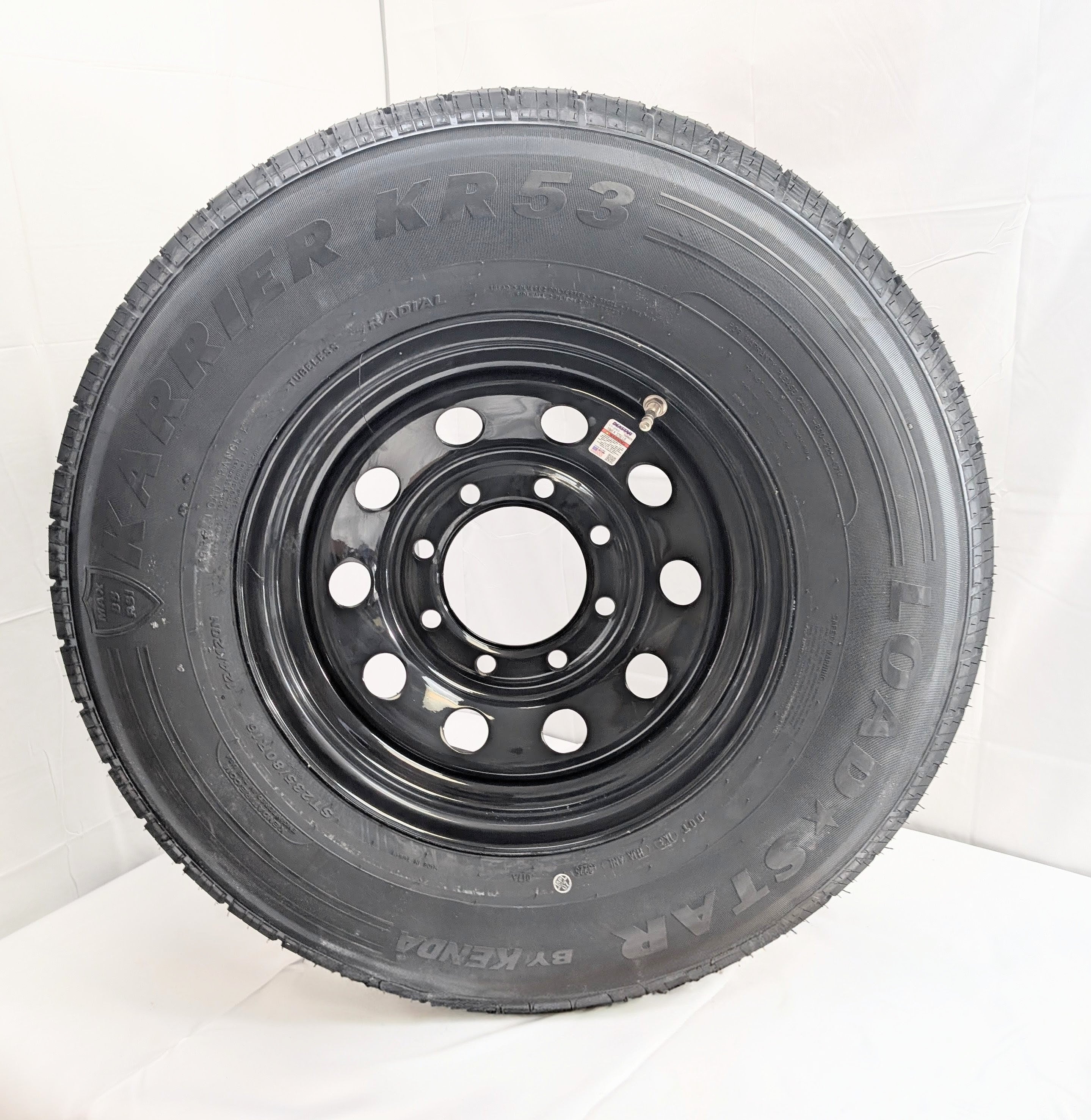 Kenda Karrier KR53 ST235/80R16 Radial Trailer Tire with 16" Black Mod Wheel - 8 on 6-1/2 - Griffin Dump Replacement