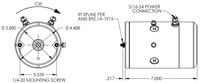 KTI 1245-18 dimensional drawing — 9-tooth spline shaft, 3.559 in bolt spacing, 7 in length, 5/16-24 power studs