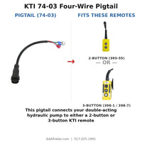 KTI 74-03 Four-Wire Pigtail Connector for 2-Button or 3-Button Remote detail | AAA Trailer