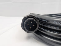 KTI 74-06 15 ft Extension Cord - Hydraulic Pump Controller Cable for Dump Trailers - male 4-pin connector closeup showing 18AWG 600V rating | AAA Trailer