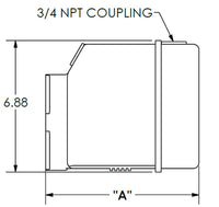 KTI 8181-14-K 14-Quart Poly Reservoir — side profile showing 3/4 NPT coupling and 6.88" body width