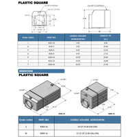 KTI 8181-series poly hydraulic reservoir spec sheet — capacity table, dimensional reference