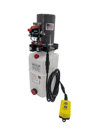 KTI DC36RA / DC-45597 Hydraulic Pump – 12V Double Acting Dump Trailer Power Unit – full product view, 12V, double acting, 3200 PSI Port A / 1500 PSI Port B | AAA Trailer
