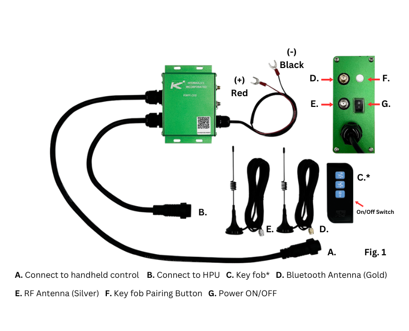KTI KWR-008 Bluetooth Wireless Hydraulic Controller for 3 Button Remote 4 pin
