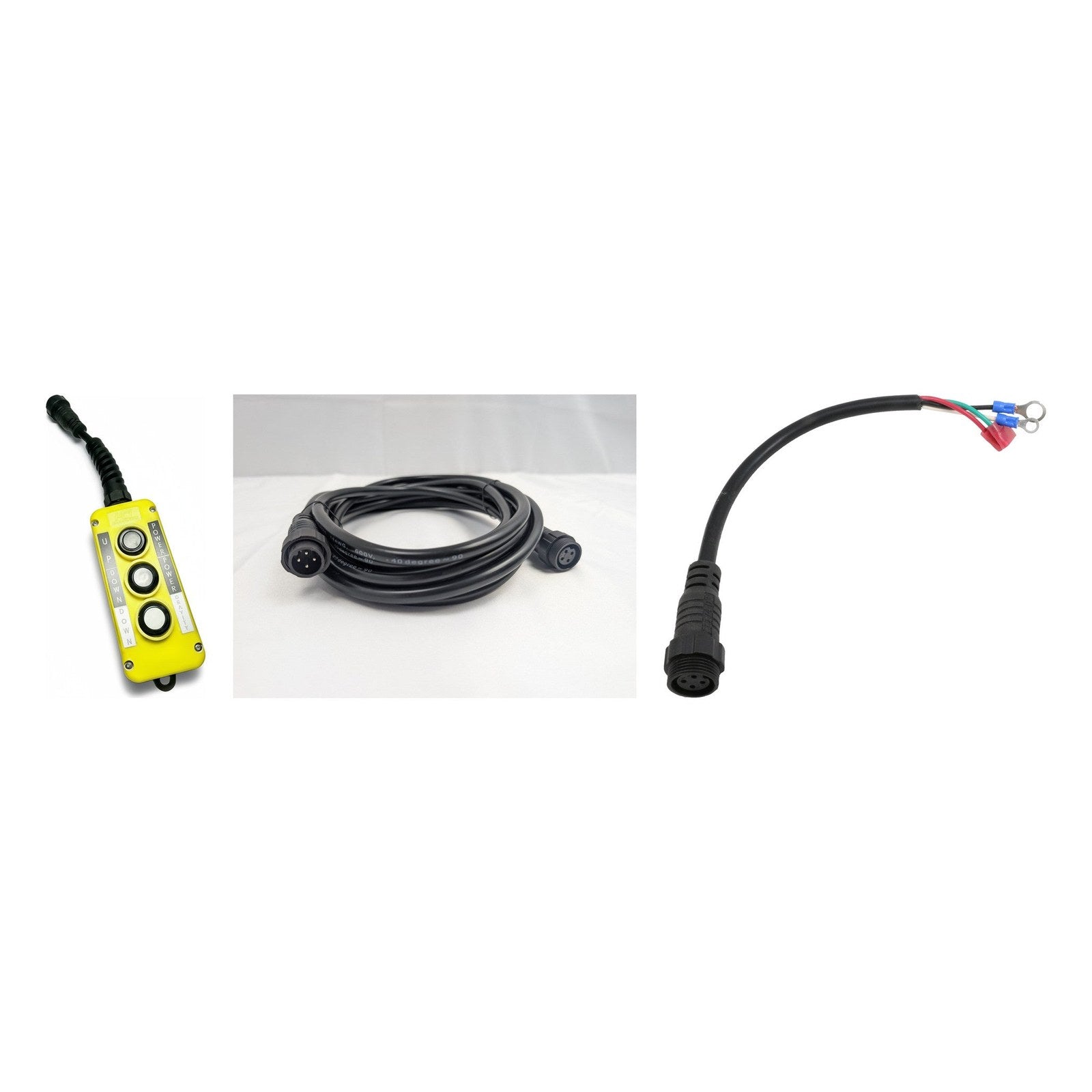 KTI Wired Dump Trailer Remote Control Kit — 3-Button Pendant, 15' Extension Cord & 4-Wire Pigtail (Double-Acting Hydraulic Pump)