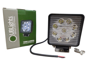 High-Performance 4" Square LED Work Light with 1800 Lumens - full product view | AAA Trailer