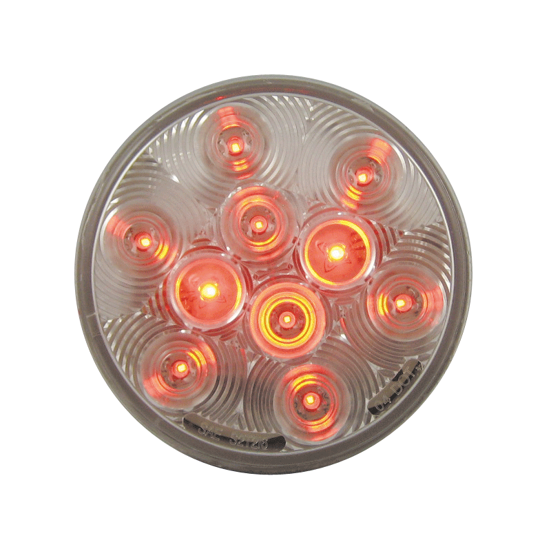 LED4000C-10R 4" Round LED Stop / Turn / Tail Trailer Light – Red, 10 Diodes, Clear Lens