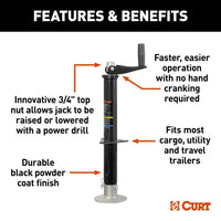 Lippert Quick Drop A-Frame Trailer Tongue Jack – 2,000 lb | Drill or Manual Operation - 2,000 lb - detail view | AAA Trailer