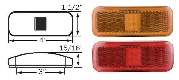 Optronics MCL40 LED Rectangular Marker / Clearance Light – Red or Amber – 4" Surface Mount
