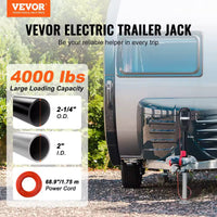 Power Tongue Jack 3500# LIFT Black, 18" Travel, Drop Leg