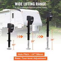 Power Tongue Jack 3500# LIFT Black, 18" Travel, Drop Leg